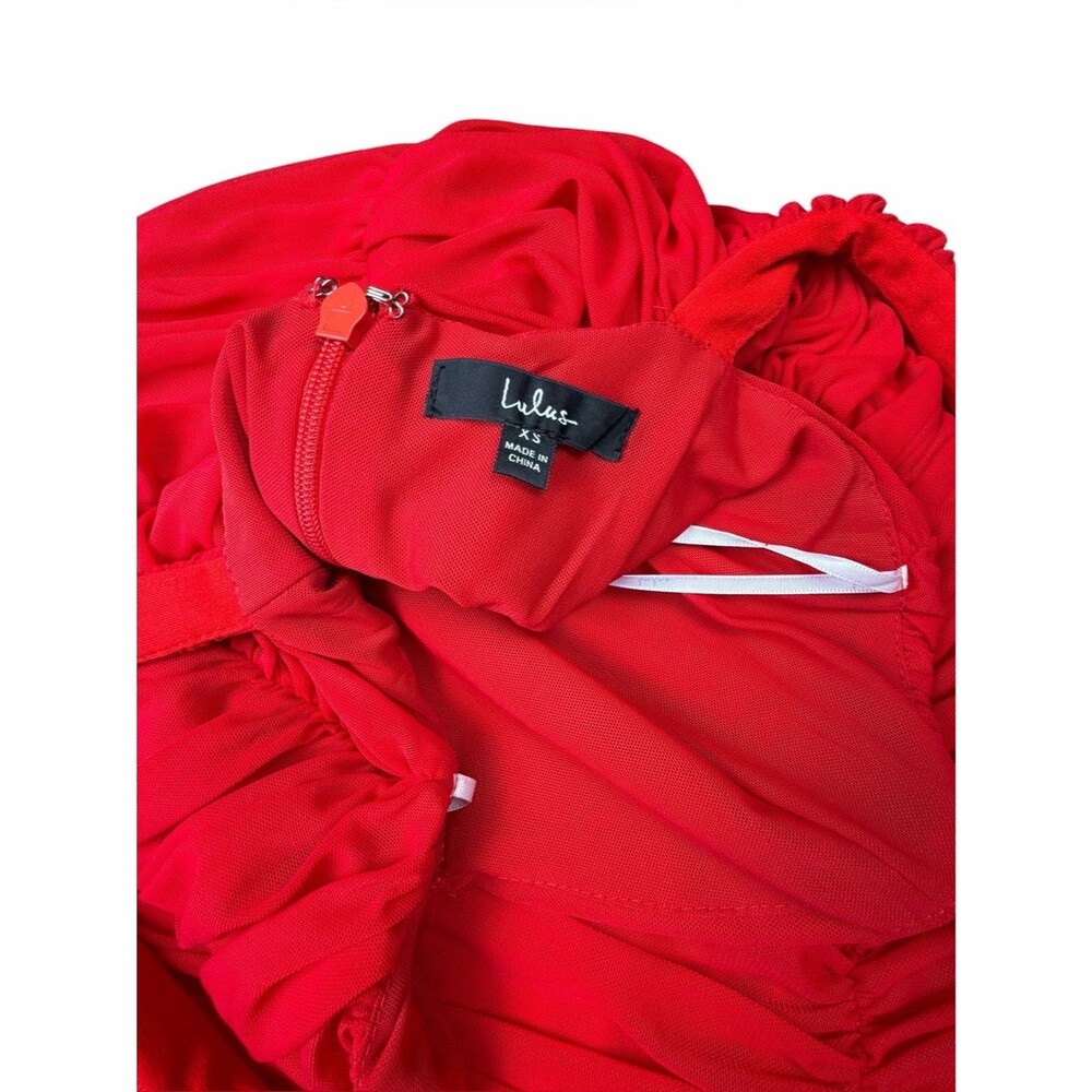 Lulus Red Ruched Bodycon Midi Dress – XS - Picture 4 of 6